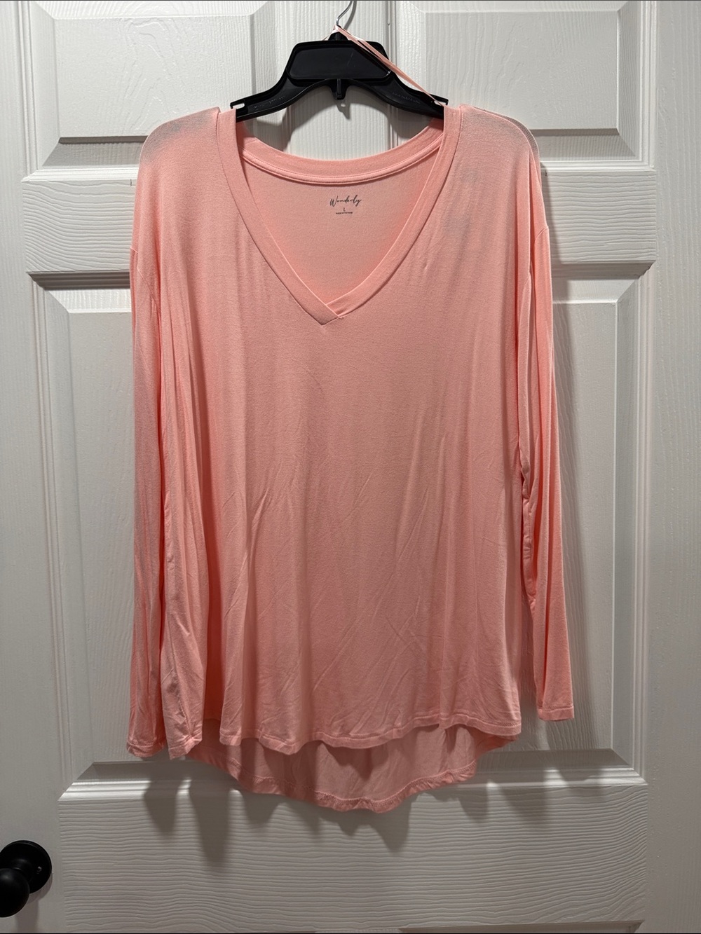 Everyday V-Neck Long Sleeve Tee - Blush Pink